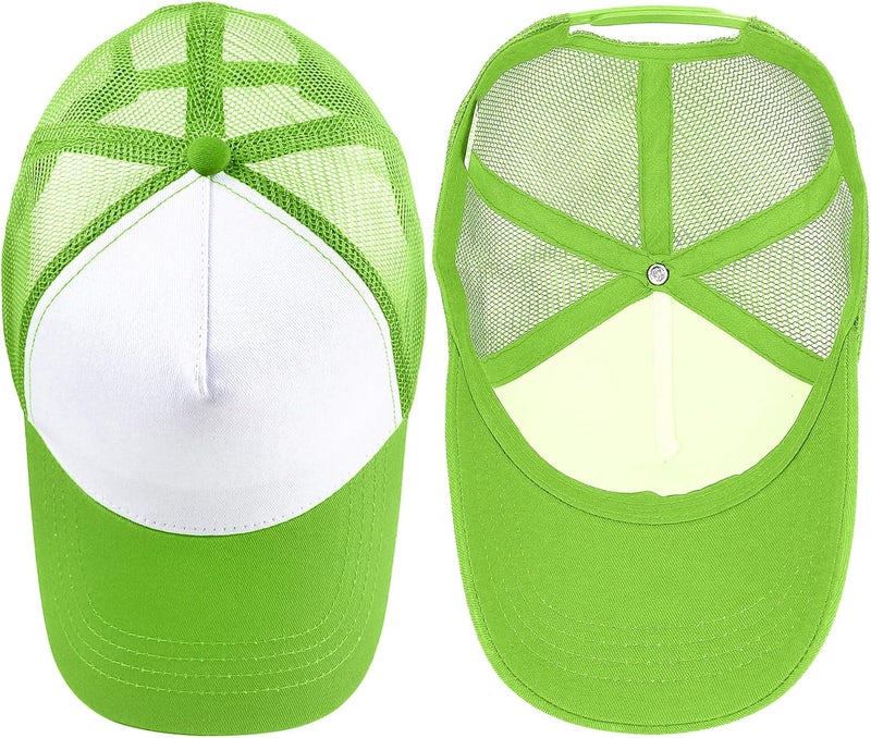 Falari 5-Panel Mesh Baseball Cap, Trucker Hat, Structured Plain Design, Cotton, Adjustable Size - Image 4